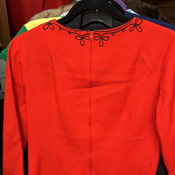 M111 // Red MISS COUTURE Pure Virgin Wool Dress 60s - Picture 8 of 11